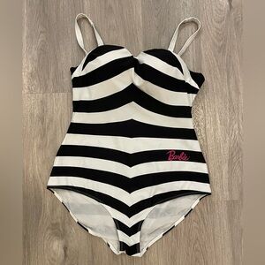 BARBIE Black & White Striped One Piece Bathing Suit